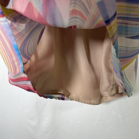 Trina Turk Amaris Rainbow Reflections Off Shoulder Shift Dress Womens Sz 2 NEW - Picture 15 of 16
